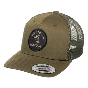 GORRA TRUCKER CORPO PATCH SHAKA SURF BJJ KAKI